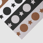 Schwarz-Braun-Weiße Punkte Sterne Streifen Design Seidenpapier (Ausschnitt)