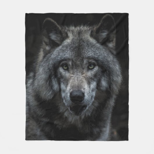 SCHWARZ-BRAUN-WOLF-GEMÄLDE FLEECEDECKE (Vorderseite)