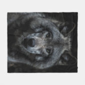 SCHWARZ-BRAUN-WOLF-GEMÄLDE FLEECEDECKE (Vorderseite (Horizontal))