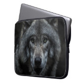 SCHWARZ-BRAUN-WOLF-GEMÄLDE LAPTOPSCHUTZHÜLLE (Vorderseite Links)