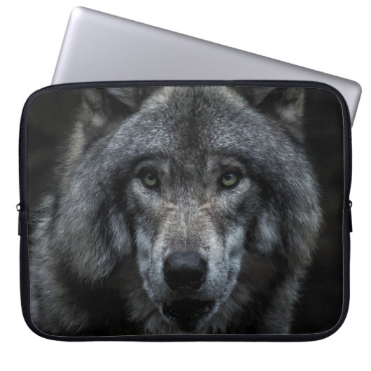 SCHWARZ-BRAUN-WOLF-GEMÄLDE LAPTOPSCHUTZHÜLLE (Vorderseite)
