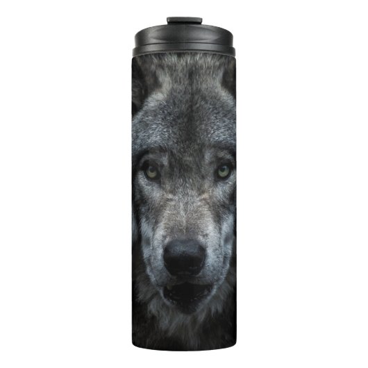 SCHWARZ-BRAUN-WOLF-GEMÄLDE THERMOSBECHER (Vorderseite)