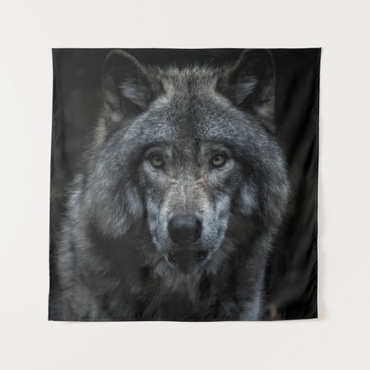 SCHWARZ-BRAUN-WOLF-GEMÄLDE WANDTEPPICH (Vorderseite)