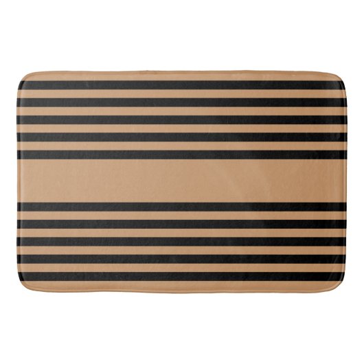 Schwarz-Bräune-Fünf-Streifen-Muster Badematte (Vorderseite)