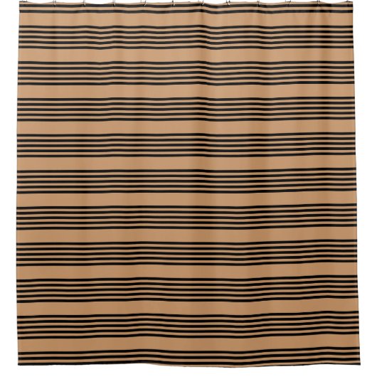 Schwarz-Bräune-Fünf-Streifen-Muster Duschvorhang (Vorderseite)