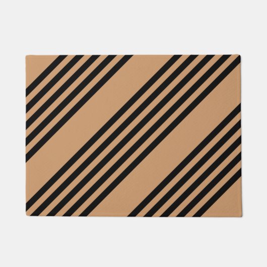 Schwarz-Bräune-Fünf-Streifen-Muster Fußmatte (Vorderseite)
