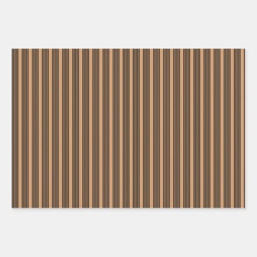 Schwarz-Bräune-Fünf-Streifen-Muster Geschenkpapier Set (Vorderseite 3)