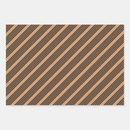Schwarz-Bräune-Fünf-Streifen-Muster Geschenkpapier Set (Vorderseite 2)