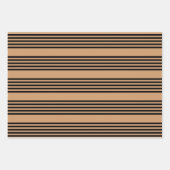 Schwarz-Bräune-Fünf-Streifen-Muster Geschenkpapier Set (Vorderseite)
