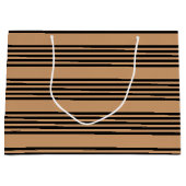 Schwarz-Bräune-Fünf-Streifen-Muster Große Geschenktüte (Vorderseite)