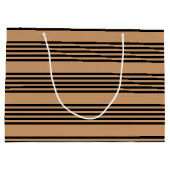 Schwarz-Bräune-Fünf-Streifen-Muster Große Geschenktüte (Rückseite)