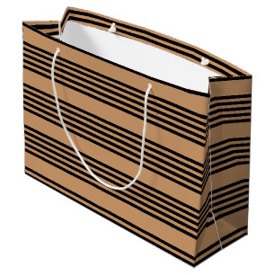 Schwarz-Bräune-Fünf-Streifen-Muster Große Geschenktüte