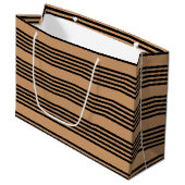 Schwarz-Bräune-Fünf-Streifen-Muster Große Geschenktüte (Vorderseite Schrägansicht)
