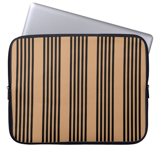 Schwarz-Bräune-Fünf-Streifen-Muster Laptopschutzhülle (Vorderseite)