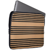 Schwarz-Bräune-Fünf-Streifen-Muster Laptopschutzhülle (Vorne Rechts)