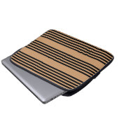 Schwarz-Bräune-Fünf-Streifen-Muster Laptopschutzhülle (Vorne Knopf)