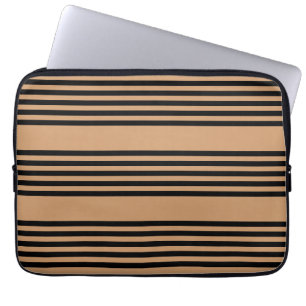 Schwarz-Bräune-Fünf-Streifen-Muster Laptopschutzhülle