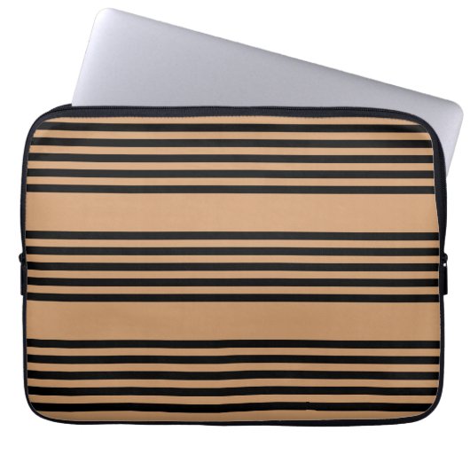 Schwarz-Bräune-Fünf-Streifen-Muster Laptopschutzhülle (Vorderseite)
