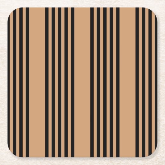 Schwarz-Bräune-Fünf-Streifen-Muster Rechteckiger Pappuntersetzer (Vorderseite)