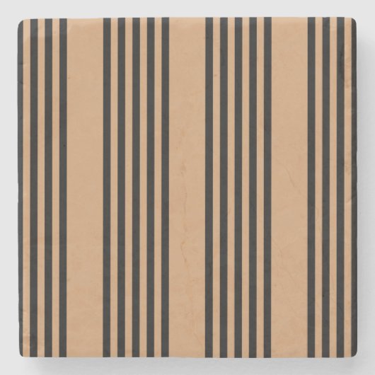 Schwarz-Bräune-Fünf-Streifen-Muster Steinuntersetzer (Vorderseite)
