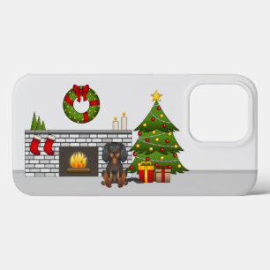 Schwarz-brauner Cavalier Hund in einem Weihnachtsz Case-Mate iPhone Hülle