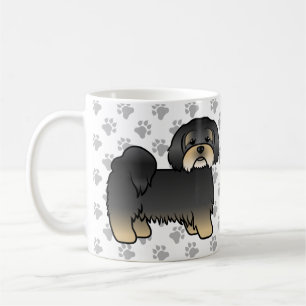 Schwarz-brauner Lhasa Apso süßer Cartoon-Hund Kaffeetasse