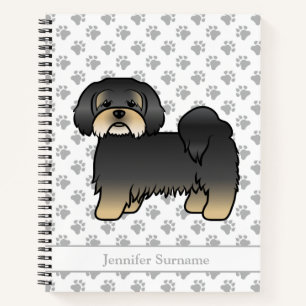 Schwarz-brauner Lhasa Apso süßer Cartoon-Hund & Na Notizblock