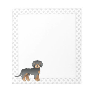 Schwarz-brauner Mini Goldendoodle Cartoon-Hund & P Notizblock