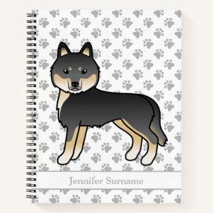 Schwarz-brauner sibirischer Husky-Cartoon-Hund & T Notizblock