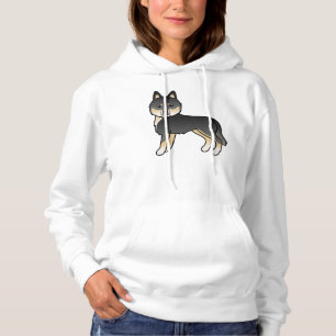 Schwarz-brauner sibirischer Husky süßer Cartoon-Hu Hoodie