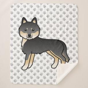 Schwarz-brauner sibirischer Husky süßer Cartoon-Hu Sherpadecke