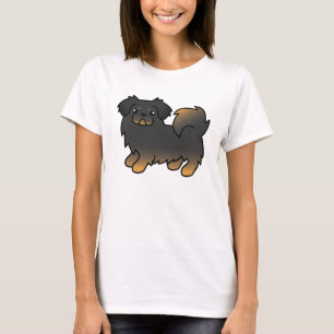 Schwarz-brauner Tibet-Spaniel-Cartoon-Hund T-Shirt