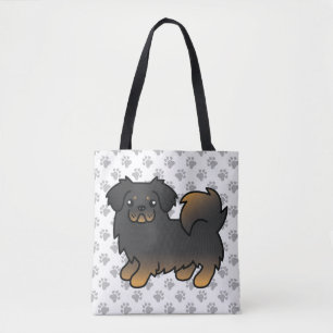 Schwarz-brauner Tibet-Spaniel süßer Cartoon-Hund Tasche