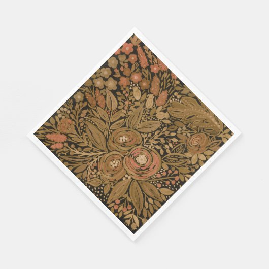 Schwarz-braunes Blumenmuster schwarz, braun Serviette (Ecke)