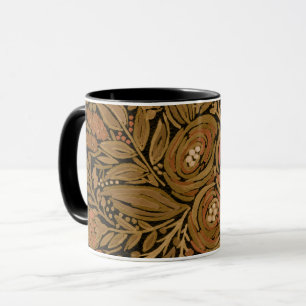 Schwarz-braunes Blumenmuster schwarz, Tasse