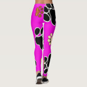 Schwarz-bräunliche Hundekuh druckpink Leggings (Rückseite)