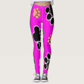 Schwarz-bräunliche Hundekuh druckpink Leggings (Vorderseite)