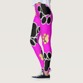 Schwarz-bräunliche Hundekuh druckpink Leggings (Links)