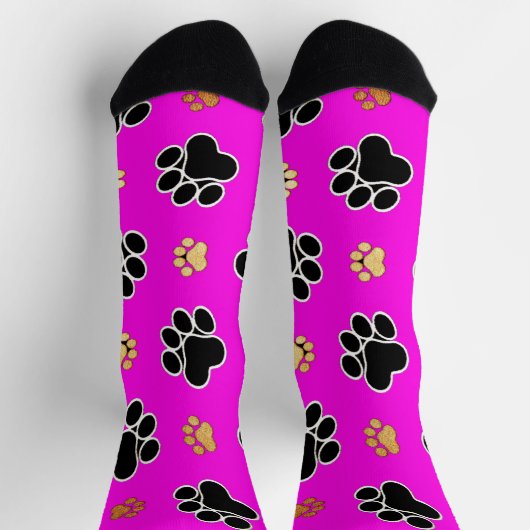 Schwarz-bräunliche Hundekuh druckpink Socken (Oben)