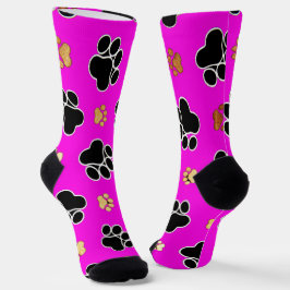 Schwarz-bräunliche Hundekuh druckpink Socken