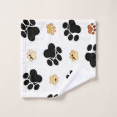 Schwarz-bräunliche Hundekuh, weiß gedruckt Badhandtuch Set (Waschlappen)