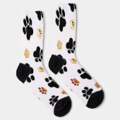 Schwarz-bräunliche Hundekuh, weiß gedruckt Socken (Rechts)