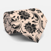 Schwarz-bräunliches Damastmuster Krawatte (Gerollt)