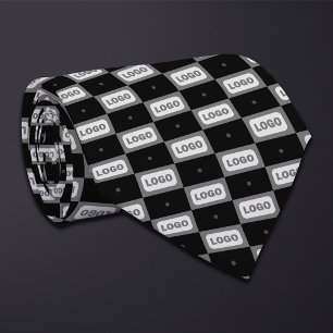 Schwarz (breites Rechteck) Logo-Checkerboard Neck  Krawatte