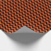 Schwarz-Bright-Orange Mittel Zickzack Geschenkpapier (Ecke)