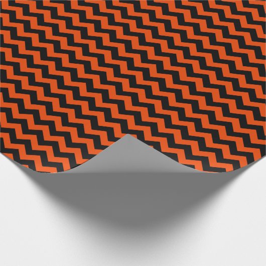 Schwarz-Bright-Orange Mittel Zickzack Geschenkpapier (Ecke)