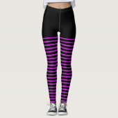Schwarz-Bright-Rosa Streifen Muster Streifen Strei Leggings (Vorderseite)