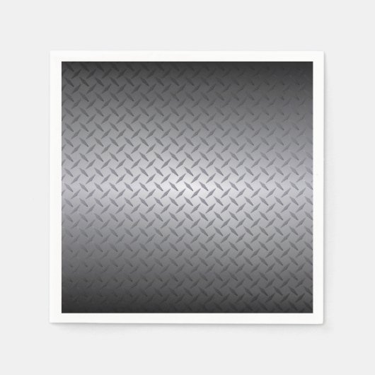 Schwarz-Bright Steel Fade Diamondplate Muster Serviette (Vorderseite)