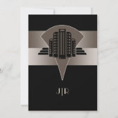 Schwarz-Bronze-Art-Déco-Turm Einladung (Rückseite)