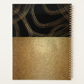 Schwarz-Bronze-Glitzer Moderner Glam Trendy Chic Planer (Rückseite)